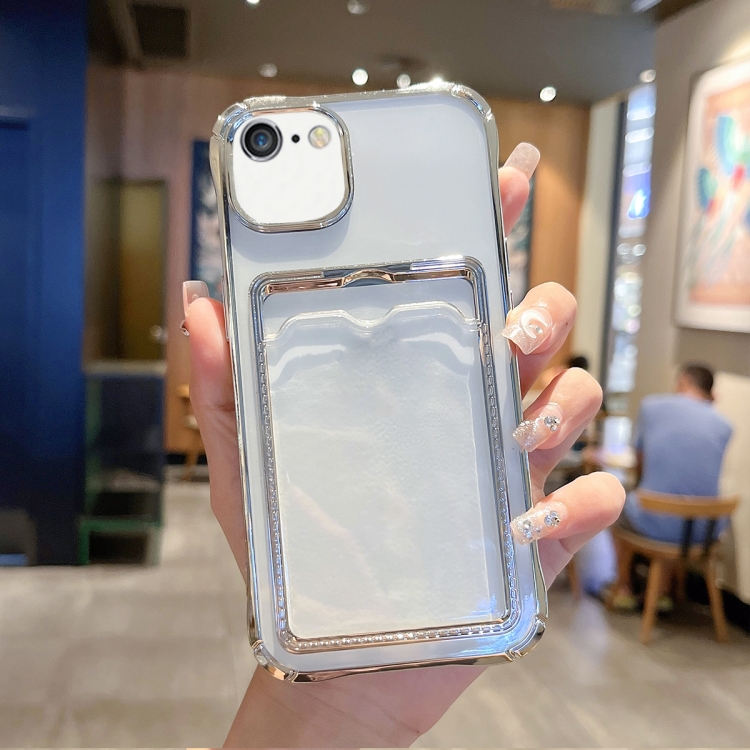 

For iPhone SE 2022 / 2020 / 8 / 7 Electroplated Frame Card Slot TPU Phone Case(Silver)