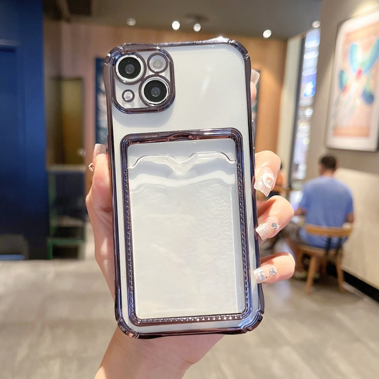 

For iPhone 13 Electroplated Frame Card Slot TPU Phone Case(Black)