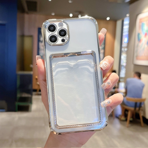 

For iPhone 12 Pro Electroplated Frame Card Slot TPU Phone Case(Silver)