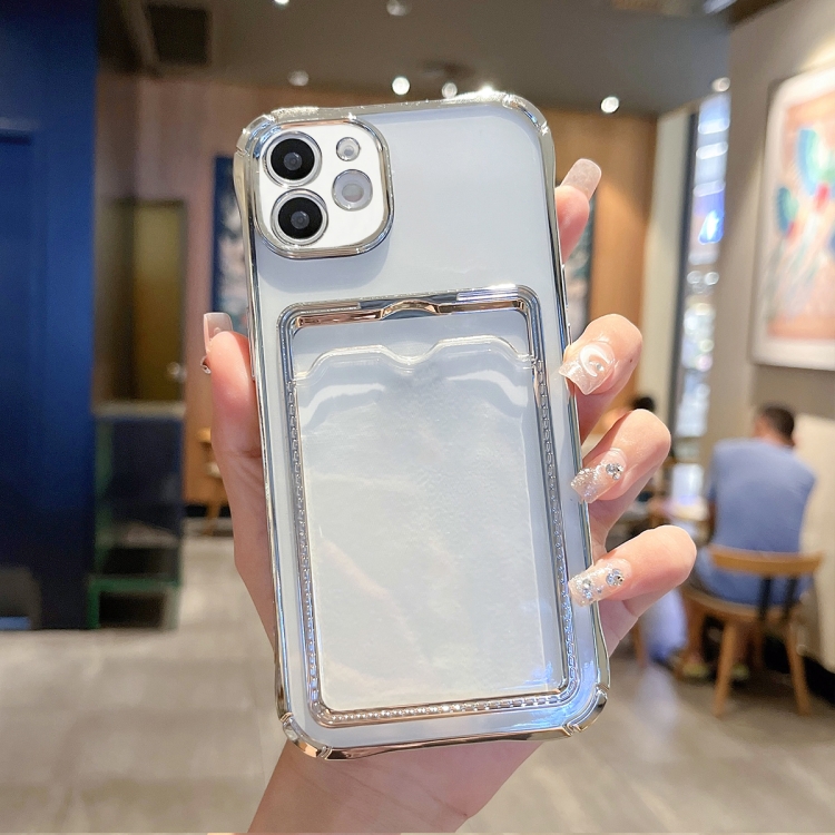 

For iPhone 11 Electroplated Frame Card Slot TPU Phone Case(Silver)