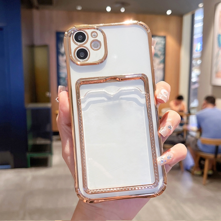 

For iPhone 11 Electroplated Frame Card Slot TPU Phone Case(Gold)