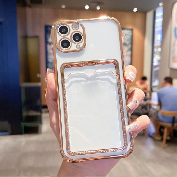 

For iPhone 11 Pro Electroplated Frame Card Slot TPU Phone Case(Gold)