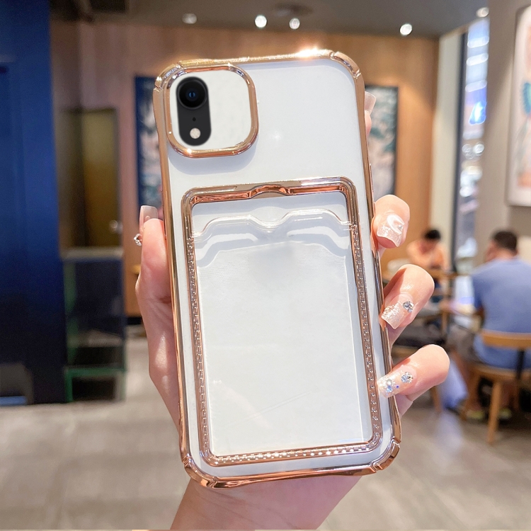 

For iPhone XR Electroplated Frame Card Slot TPU Phone Case(Gold)