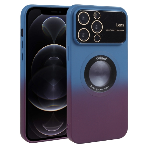 

For iPhone 12 Pro Gradient Silicone Shockproof Magsafe Phone Case with Lens Film(Blue Red)