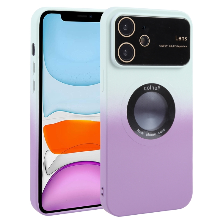 

For iPhone 11 Gradient Silicone Shockproof Magsafe Phone Case with Lens Film(White Purple)