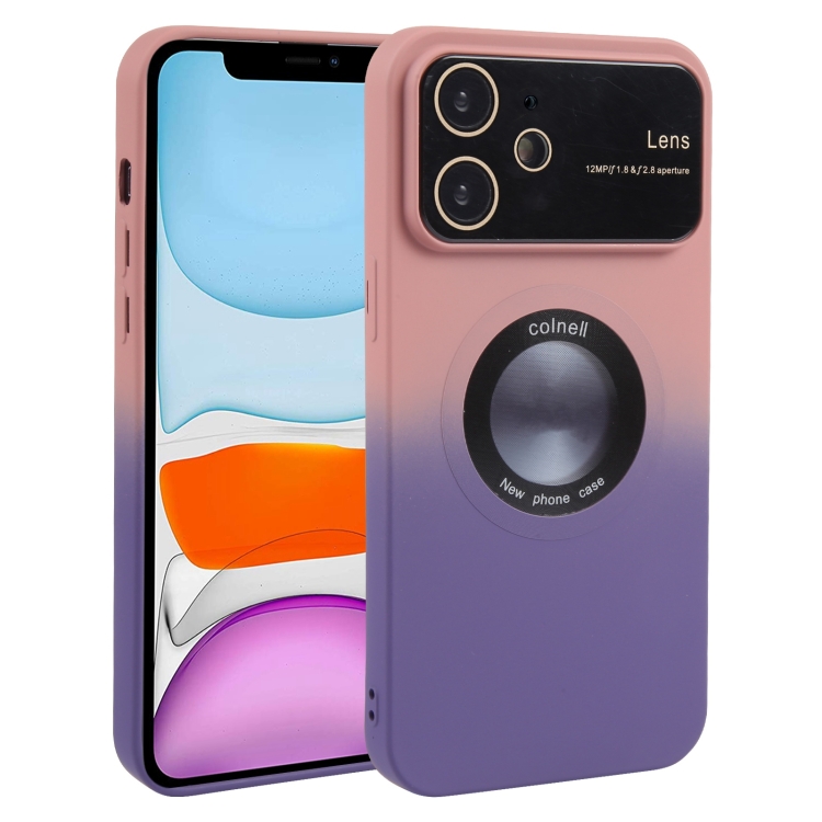 

For iPhone 11 Gradient Silicone Shockproof Magsafe Phone Case with Lens Film(Pink Purple)