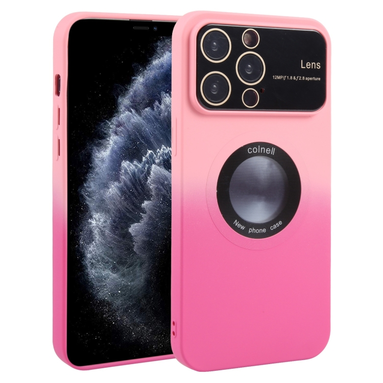 

For iPhone 11 Pro Max Gradient Silicone Shockproof Magsafe Phone Case with Lens Film(Pink Rose)