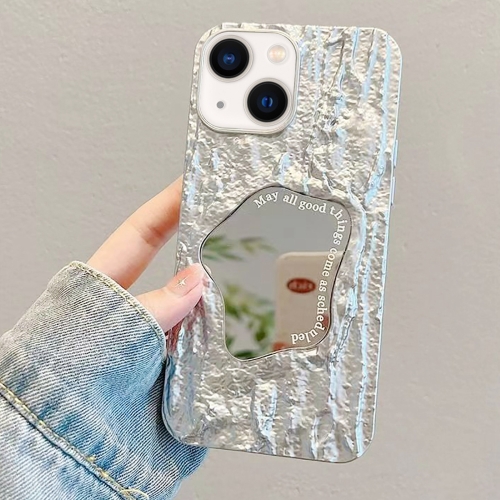 

For iPhone 14 Embossed Rock Texture Mirror TPU Phone Case(Space Silver)