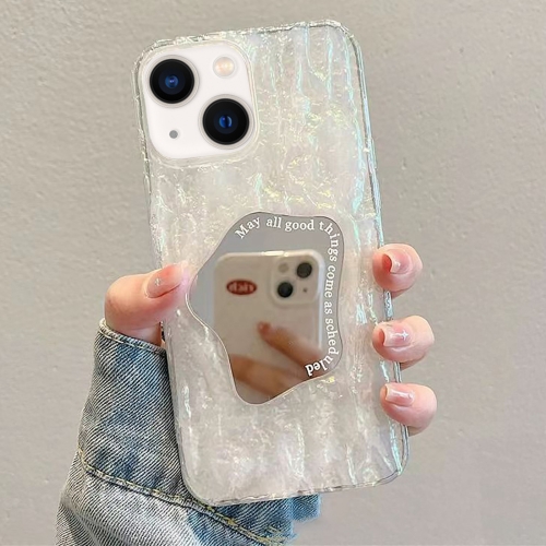 

For iPhone 14 Embossed Rock Texture Mirror TPU Phone Case(Translucent)