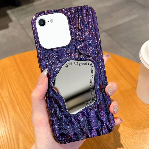 

For iPhone SE 2022 /2020 / 8 / 7 Embossed Rock Texture Mirror TPU Phone Case(Deep Purple)