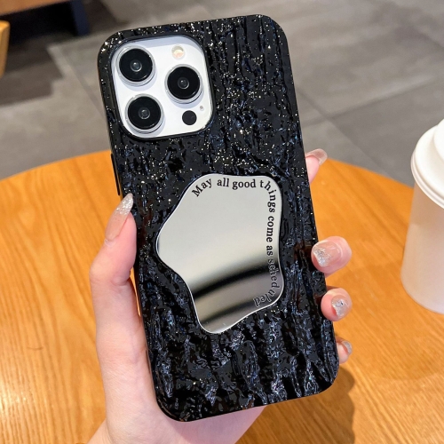 

For iPhone 11 Pro Max Embossed Rock Texture Mirror TPU Phone Case(Black)
