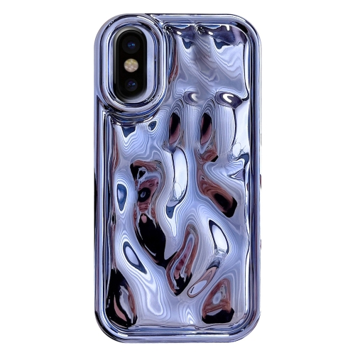 

For iPhone X / XS Electroplating Meteorite Texture TPU Phone Case(Blue)