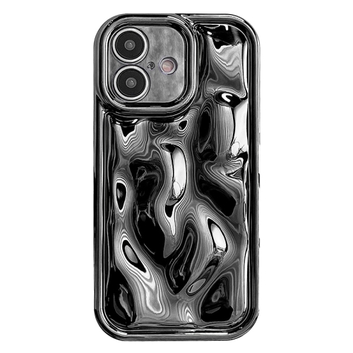 

For iPhone 16 Plus Electroplating Meteorite Texture TPU Phone Case(Black)