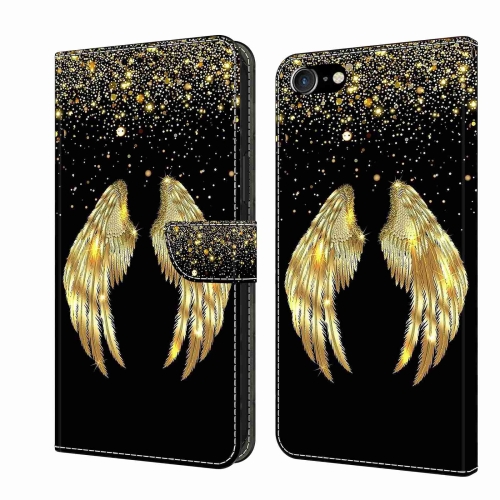 

For iPhone 6 Plus / 7 Plus / 8 Plus Crystal 3D Shockproof Protective Leather Phone Case(Golden Wings)