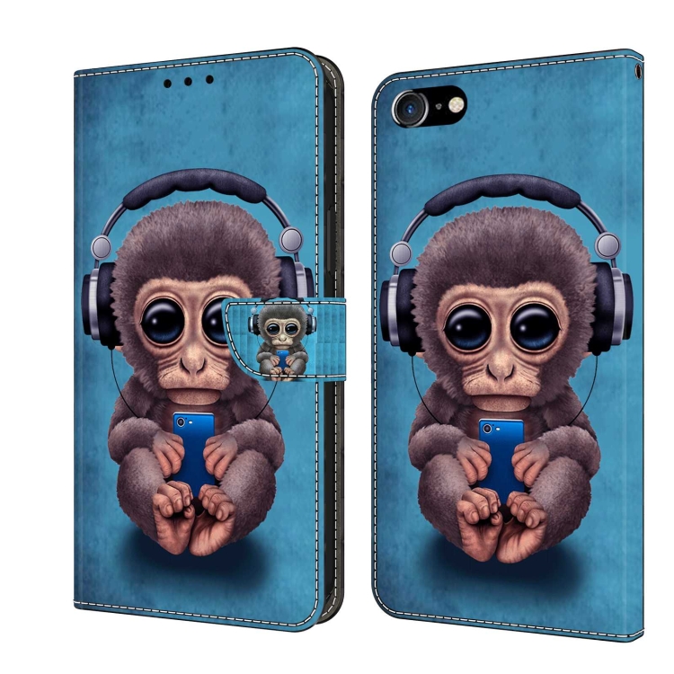 

For iPhone 6 / 7 Crystal 3D Shockproof Protective Leather Phone Case(Orangutan)