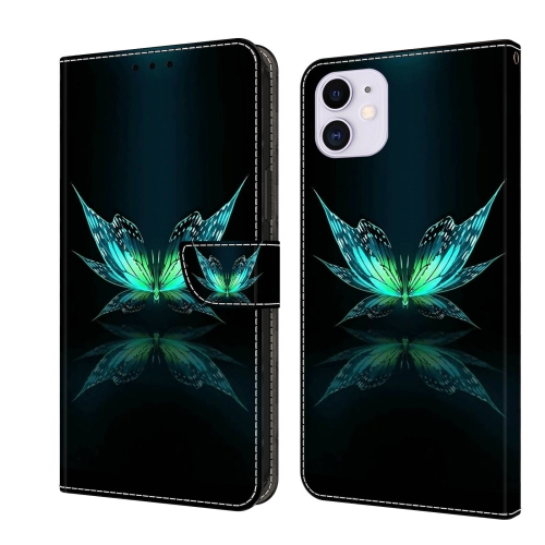 

For iPhone 11 Crystal 3D Shockproof Protective Leather Phone Case(Reflection Dutterfly)