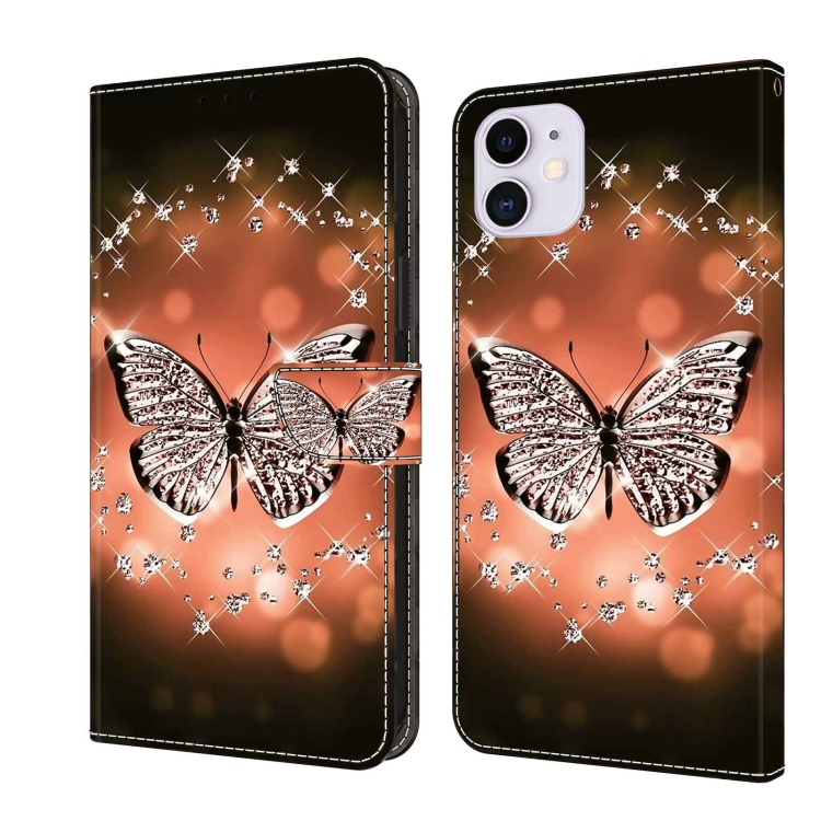 

For iPhone 11 Crystal 3D Shockproof Protective Leather Phone Case(Crystal Butterfly)