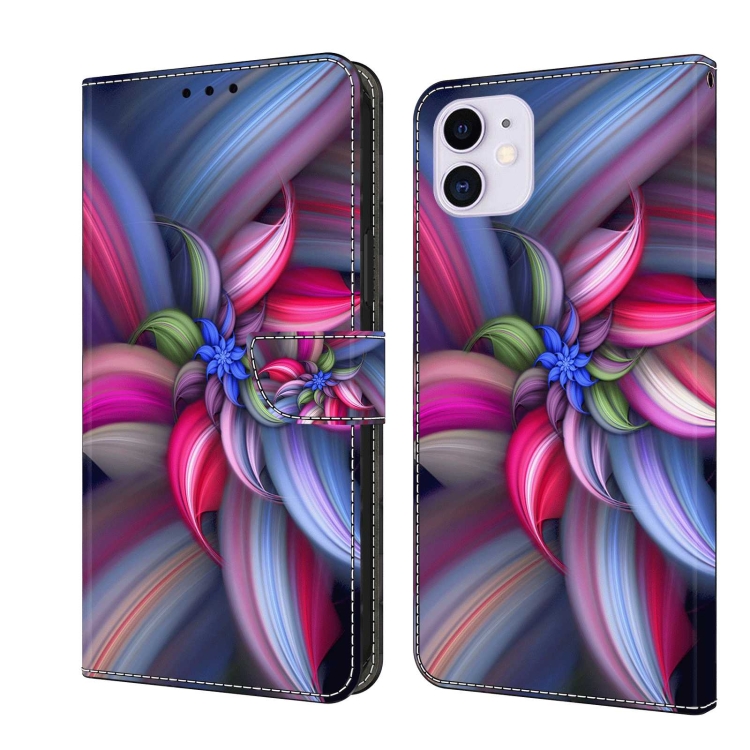 

For iPhone 11 Crystal 3D Shockproof Protective Leather Phone Case(Colorful Flower)