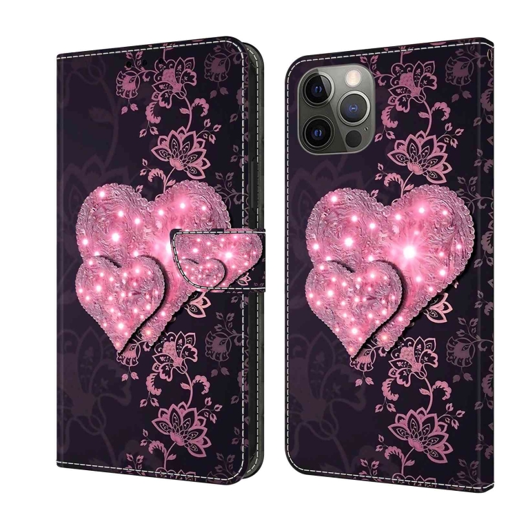 

For iPhone 11 Pro Crystal 3D Shockproof Protective Leather Phone Case(Lace Love)