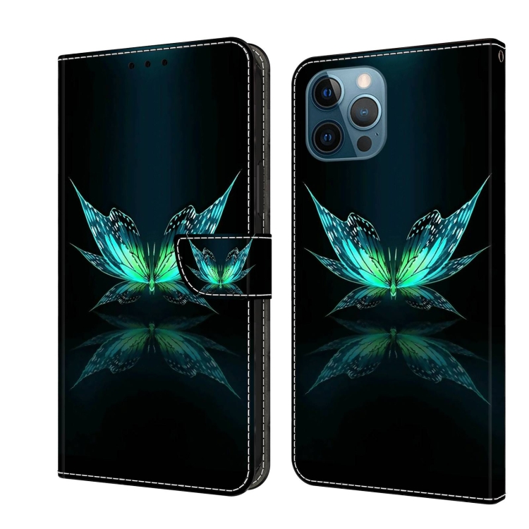 

For iPhone 12 Pro Max / 13 Pro Max Crystal 3D Shockproof Protective Leather Phone Case(Reflection Dutterfly)