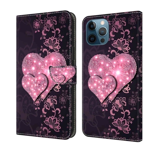 

For iPhone 12 Pro Max / 13 Pro Max Crystal 3D Shockproof Protective Leather Phone Case(Lace Love)