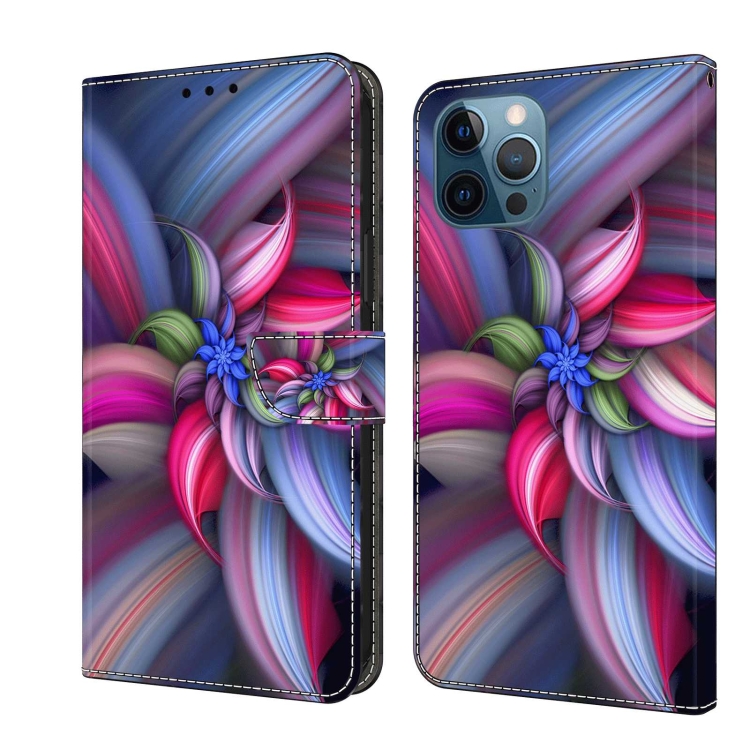

For iPhone 12 Pro Max / 13 Pro Max Crystal 3D Shockproof Protective Leather Phone Case(Colorful Flower)