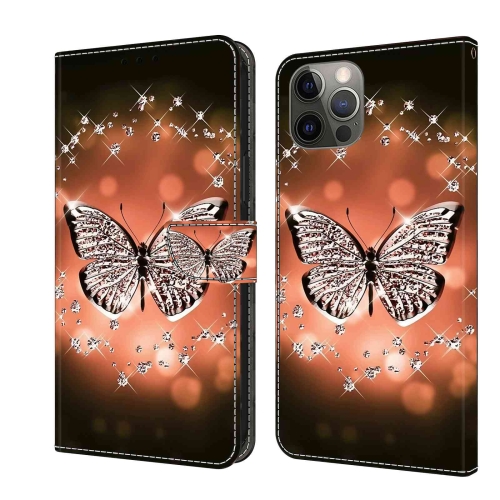 For iPhone 12 / 12 Pro Crystal 3D Shockproof Protective Leather Phone Case(Crystal Butterfly) обложка tuff luv для pocketbook a 10 typeview leather case