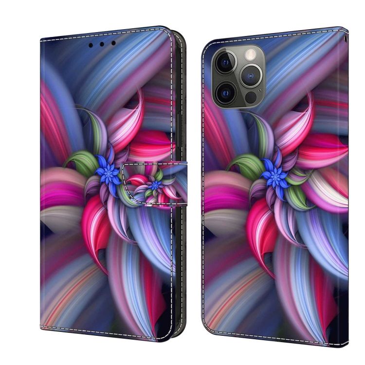 

For iPhone 12 / 12 Pro Crystal 3D Shockproof Protective Leather Phone Case(Colorful Flower)