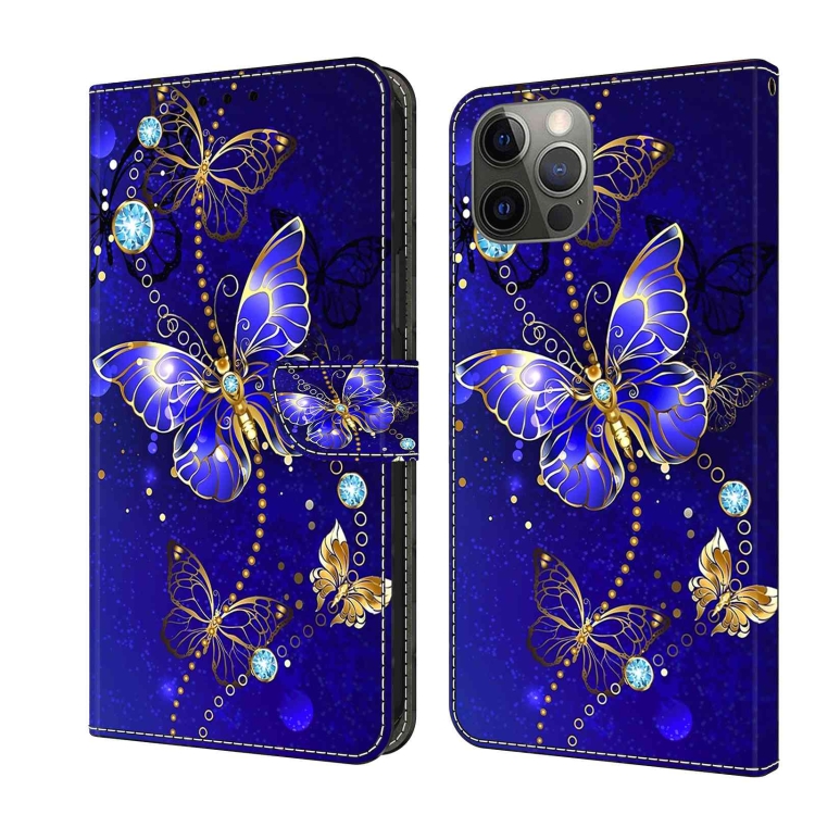

For iPhone 12 / 12 Pro Crystal 3D Shockproof Protective Leather Phone Case(Diamond Butterfly)