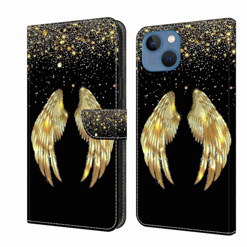 

For iPhone 13 / 14 Crystal 3D Shockproof Protective Leather Phone Case(Golden Wings)