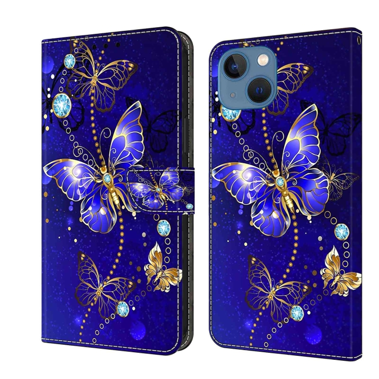 

For iPhone 13 / 14 Crystal 3D Shockproof Protective Leather Phone Case(Diamond Butterfly)