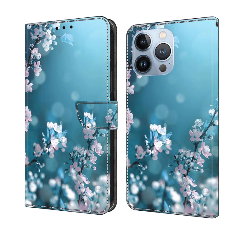 

For iPhone 13 Pro Crystal 3D Shockproof Protective Leather Phone Case(Plum Flower)