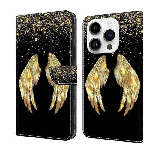 

For iPhone 14 Pro Crystal 3D Shockproof Protective Leather Phone Case(Golden Wings)