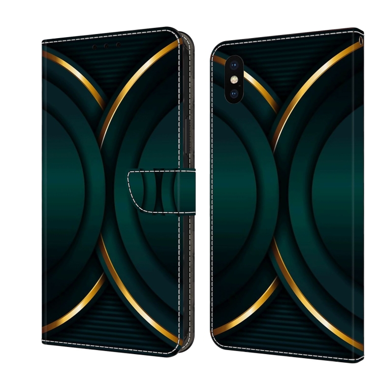 

For iPhone X / XS Crystal 3D Shockproof Protective Leather Phone Case(Gold Outline)