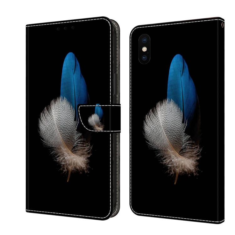 

For iPhone X / XS Crystal 3D Shockproof Protective Leather Phone Case(Two Branches)