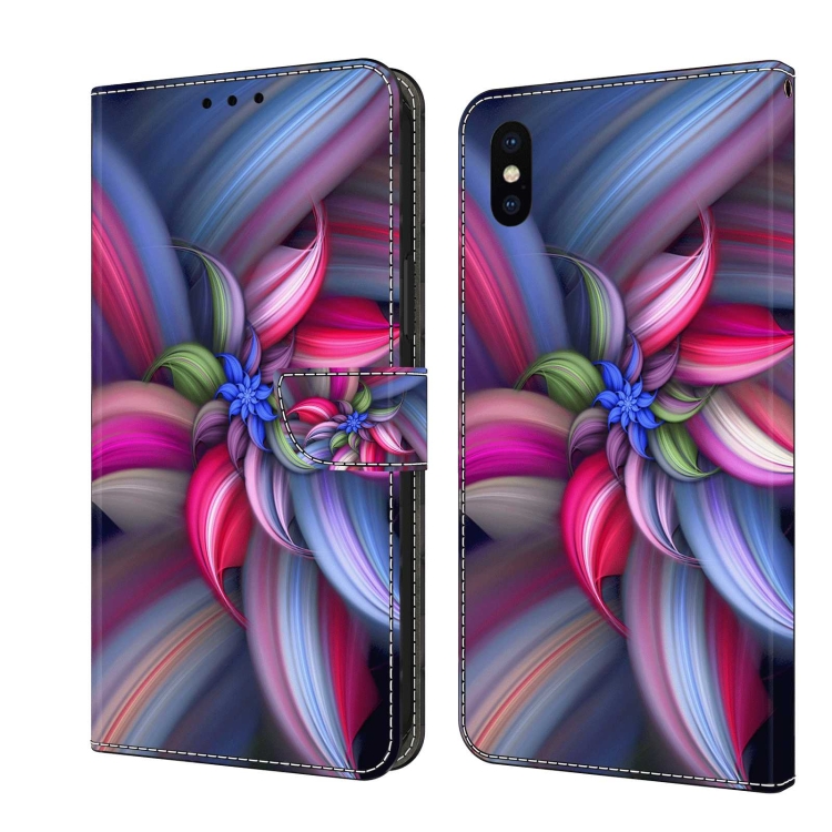 

For iPhone X / XS Crystal 3D Shockproof Protective Leather Phone Case(Colorful Flower)