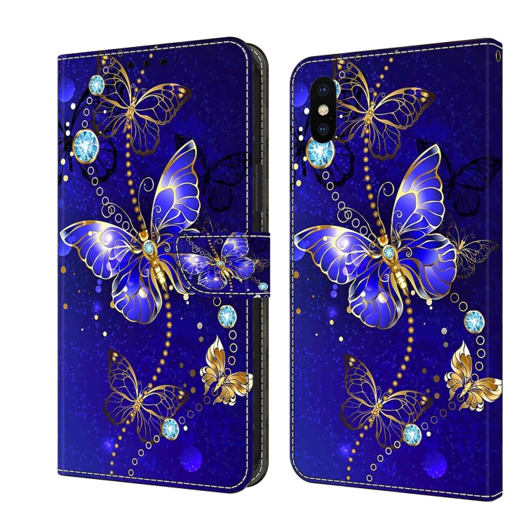 

For iPhone X / XS Crystal 3D Shockproof Protective Leather Phone Case(Diamond Butterfly)