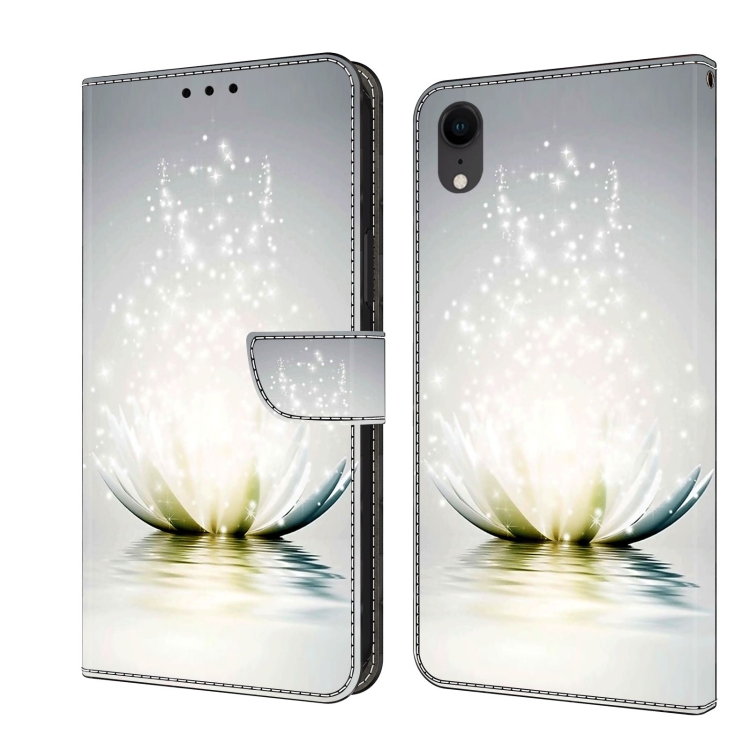 

For iPhone XR Crystal 3D Shockproof Protective Leather Phone Case(Light Lotus)