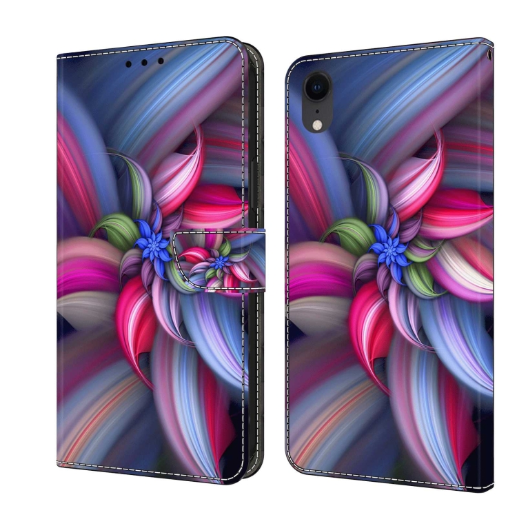 

For iPhone XR Crystal 3D Shockproof Protective Leather Phone Case(Colorful Flower)