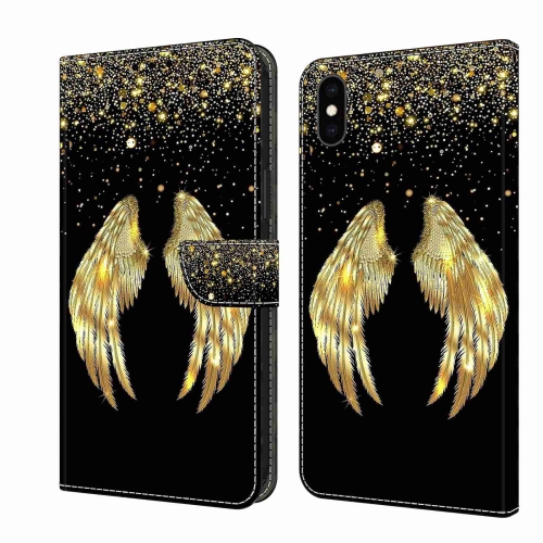 

For iPhone XS Max Crystal 3D Shockproof Protective Leather Phone Case(Golden Wings)