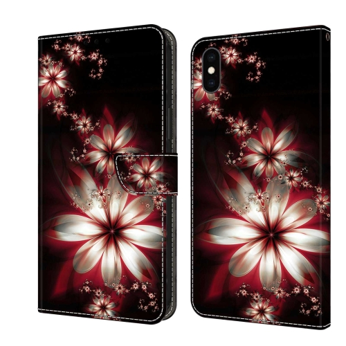 

For iPhone XS Max Crystal 3D Shockproof Protective Leather Phone Case(Fantastic Flower)