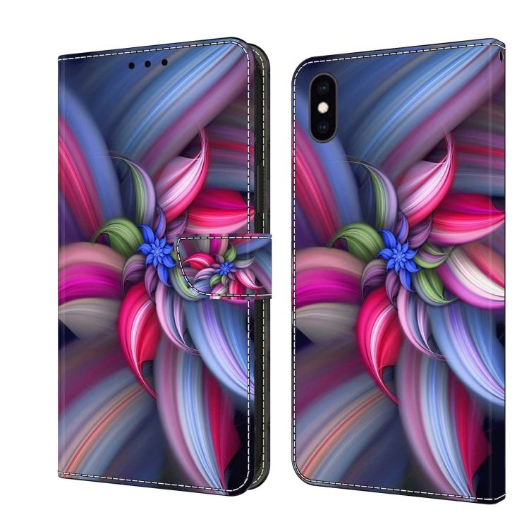 

For iPhone XS Max Crystal 3D Shockproof Protective Leather Phone Case(Colorful Flower)