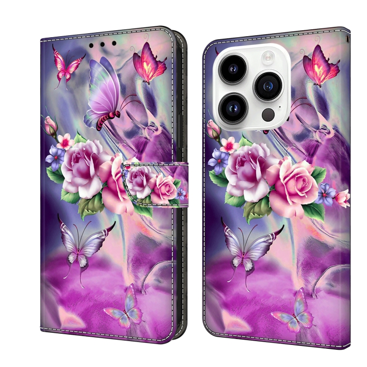 

For iPhone 15 Pro Crystal 3D Shockproof Protective Leather Phone Case(Butterfly)