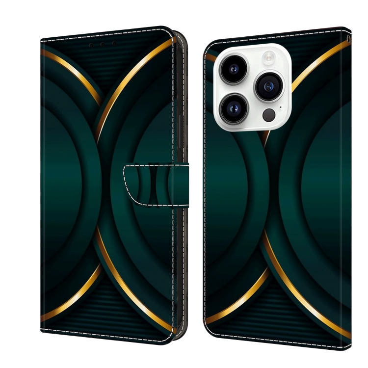 

For iPhone 15 Pro Crystal 3D Shockproof Protective Leather Phone Case(Gold Outline)