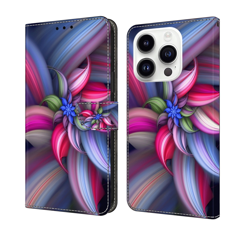 

For iPhone 15 Pro Crystal 3D Shockproof Protective Leather Phone Case(Colorful Flower)
