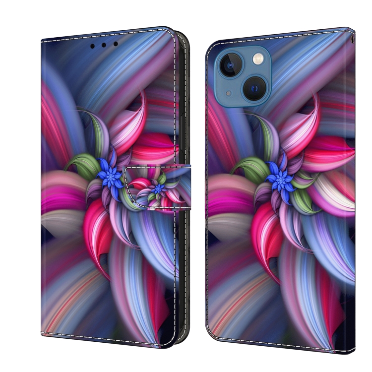 

For iPhone 15 Crystal 3D Shockproof Protective Leather Phone Case(Colorful Flower)