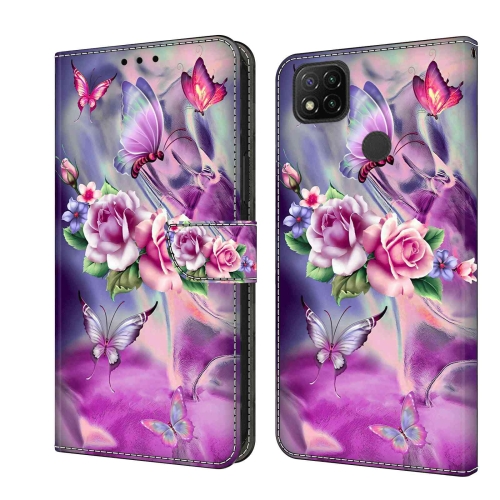 

For Xiaomi Redmi 9C Crystal 3D Shockproof Protective Leather Phone Case(Butterfly)