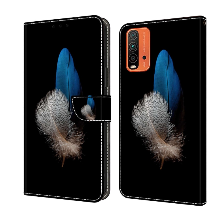 

For Xiaomi Redmi 9T Crystal 3D Shockproof Protective Leather Phone Case(Two Branches)