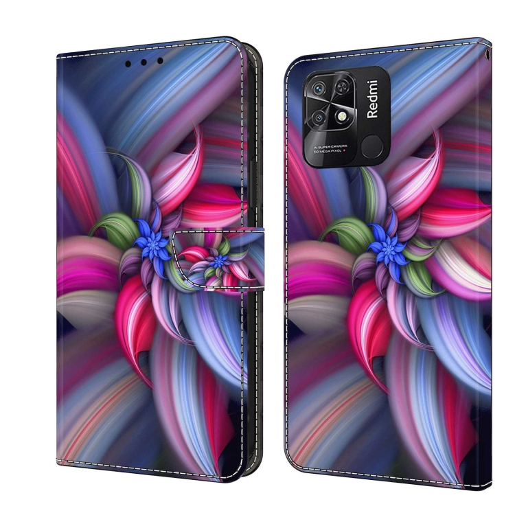 

For Xiaomi Redmi 10C Crystal 3D Shockproof Protective Leather Phone Case(Colorful Flower)