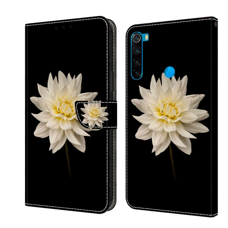 

For Xiaomi Redmi Note 8 Crystal 3D Shockproof Protective Leather Phone Case(White Flower)